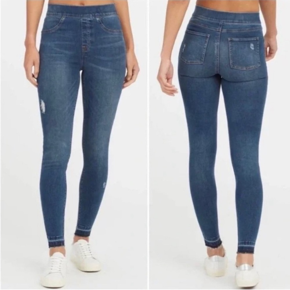 Spanx Distressed Ankle Skinny Jeans Medium Dark Wash Size Medium Slimming Pants